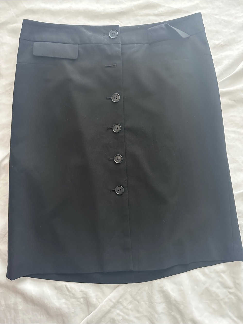 LOFT Black Button-Front Pencil Skirt